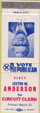 Matchbook Cover - Lester M Anderson Circuit Court election