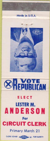 Matchbook Cover - Lester M Anderson Circuit Court election
