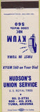 Matchbook Cover - Hudson's Union oil gas Yuma AZ US Royal Tires KYUM Radio