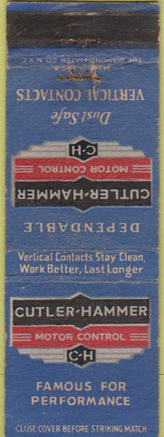 Matchbook Cover - Cutler Hammer Motor Controls Milwaukee WI WEAR