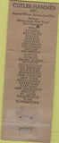 Matchbook Cover - Cutler Hammer Motor Controls Milwaukee WI WEAR
