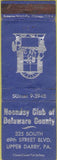 Matchbook Cover - Noonday Club of Delaware County Upper Darby PA WORN