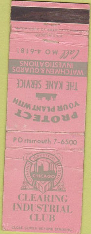 Matchbook Cover - Clearing Industrial Club Chicago IL WORN