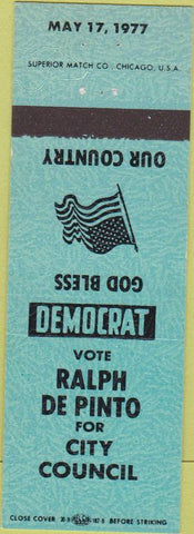 Matchbook Cover - Ralph De Pinto City Council Franklin MA?