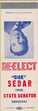 Matchbook Cover - Dick Sedar State Senate democrat Wyoming WY