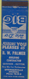 Matchbook Cover - RW Palmer Building Contractor Springerville AZ