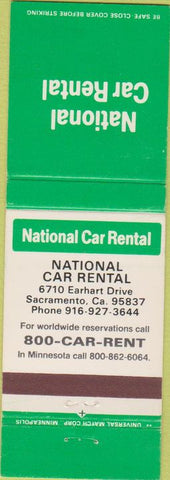 Matchbook Cover - National Car Rental Sacramento CA Pontiac Grand Prix