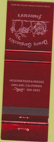 Matchbook Cover - Dewey Borgiocchi's Francesco's Oakland CA