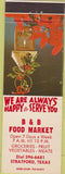 Matchbook Cover - B and B Food Market Stratford TX