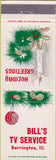 Matchbook Cover - Bill's TV Service Barrington IL