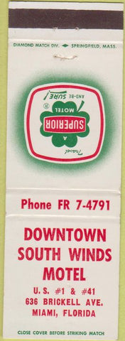 Matchbook Cover - Downtown South Winds Motel Miami FL