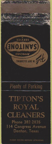 Matchbook Cover - Tipton's Royal Cleaners Denton TX WEAR