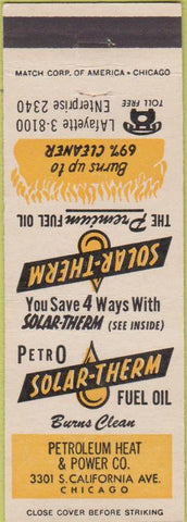 Matchbook Cover - Solar Therm Fuel Oil Chicago IL