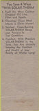 Matchbook Cover - Solar Therm Fuel Oil Chicago IL