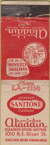 Matchbook Cover - Rawlinson's Aladdin Cleaners Portland OR WORN