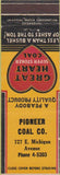 Matchbook Cover - Great Heart Coal Pioneer Coal