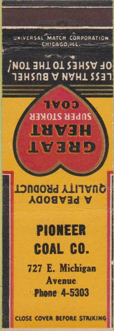 Matchbook Cover - Great Heart Coal Pioneer Coal