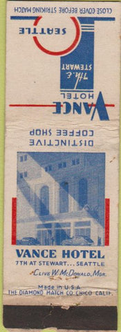 Matchbook Cover - Vance Hotel Seattle WA
