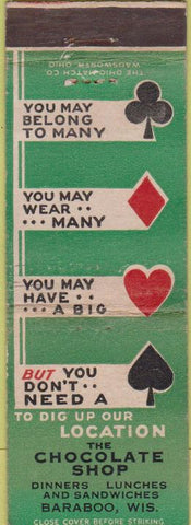 Matchbook Cover - Chocolate Shop Baraboo WI