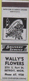 Matchbook Cover - Wally's Flowers Detroit MI