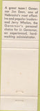 Matchbook Cover - Jim Exon Governor NE Jerry Whelan Nebraska