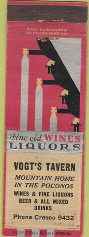 Matchbook Cover - Vogt's Tavern Poconos WEAR