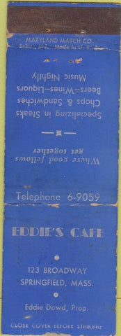 Matchbook Cover - Eddie's Cafe Springfield MA WORN