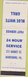 Matchbook Cover - Blue White Grill Harrisburg PA