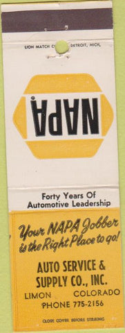 Matchbook Cover - Napa Auto Parts Limon CO
