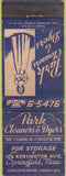 Matchbook Cover - Park Cleaners Dyers Springfield MA girlie WORN