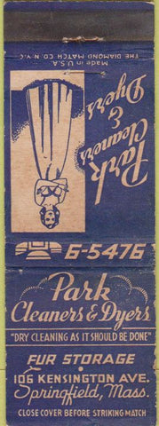 Matchbook Cover - Park Cleaners Dyers Springfield MA girlie WORN