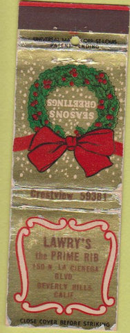 Matchbook Cover - Lawry's Prime Rib Beverly Hills CA Christmas