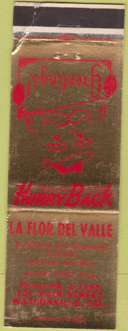 Matchbook Cover - La Flor Del Valle Mexican Grocery Watsonville CA