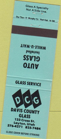 Matchbook Cover - Davis County Glass Layton UT