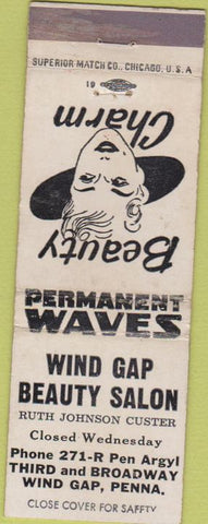 Matchbook Cover - Wind Gap PA Beauty Salon girlie WEAR