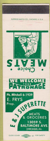 Matchbook Cover - E and J Superette Chicago IL SAMPLE