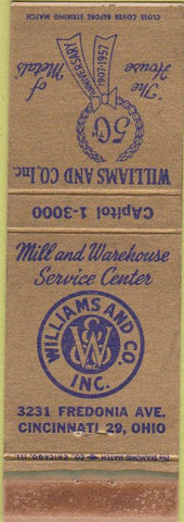 Matchbook Cover - Williams and Co Inc Cincinnati OH Mill Work
