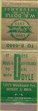 Matchbook Cover - Wa Doyle Insurance Detroit MI