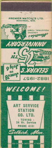 Matchbook Cover - Art Service Station Selkirk MB oil gas