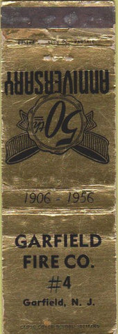 Matchbook Cover - Garfield NJ Fire Co #4 WORN