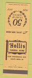Matchbook Cover - Hollis Funeral Home South Bend IN