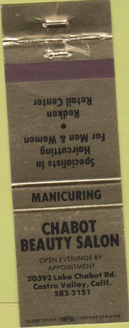 Matchbook Cover - Chabot Beauty Salon Castro Valley CA