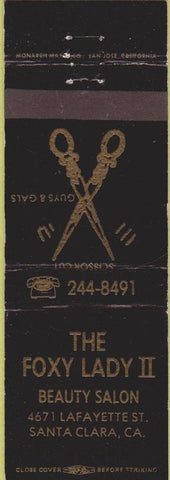 Matchbook Cover - Foxy Lady II Beauty Salon Santa Clara CA