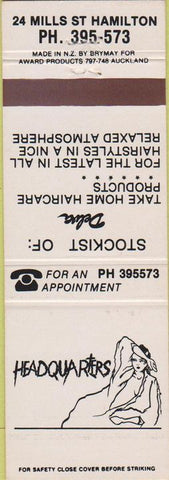 Matchbook Cover - Headquarters Hair Salon Hamilton New Zealand