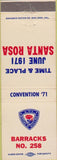 Matchbook Cover - WWI Veterans Convention 1971 Santa Rosa CA WEAR