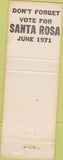Matchbook Cover - WWI Veterans Convention 1971 Santa Rosa CA WEAR