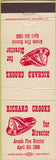 Matchbook Cover - Richard Crooks Director Arcade Fire District 1966 Sacramento?