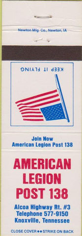 Matchbook Cover - American Legion Post 138 Knoxville TN