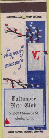 Matchbook Cover - Baltimore Nite Club Toledo OH
