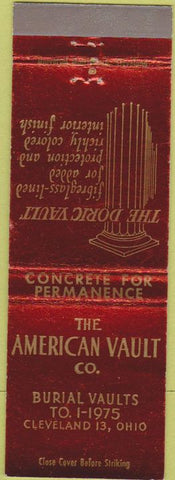 Matchbook Cover - American Burial Vault Cleveland OH